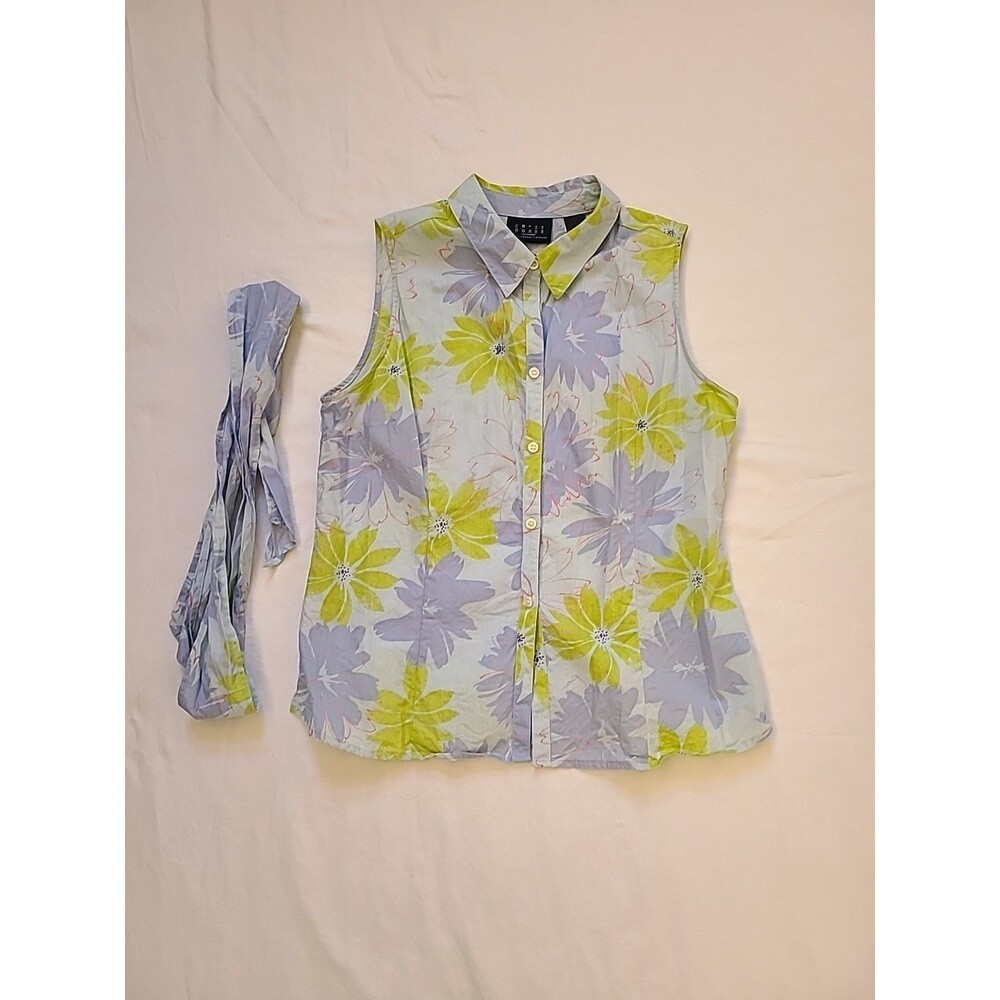 Vintage Crazy Horse Liz Claiborne Button Up Shirt Women's Size 12 Floral Blue